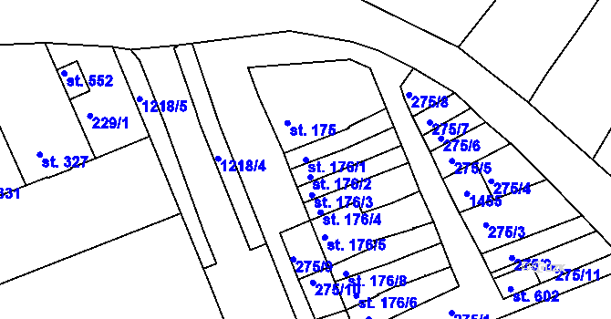 Parcela st. 176/1 v KÚ Smržice, Katastrální mapa