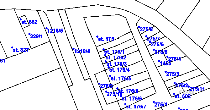 Parcela st. 176/2 v KÚ Smržice, Katastrální mapa