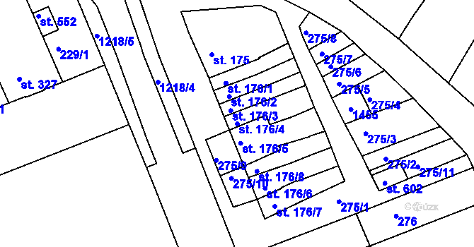 Parcela st. 176/4 v KÚ Smržice, Katastrální mapa