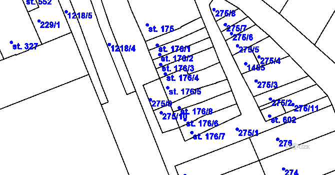 Parcela st. 176/5 v KÚ Smržice, Katastrální mapa
