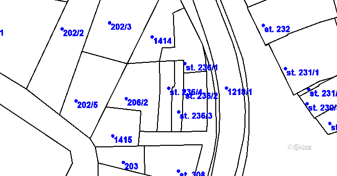 Parcela st. 236/4 v KÚ Smržice, Katastrální mapa