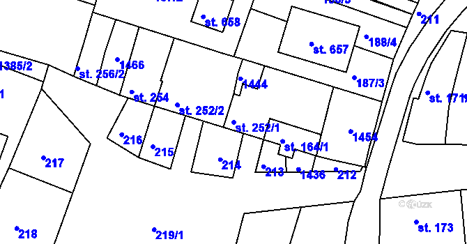 Parcela st. 252/1 v KÚ Smržice, Katastrální mapa