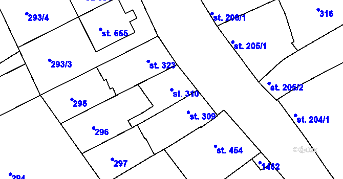 Parcela st. 310 v KÚ Smržice, Katastrální mapa