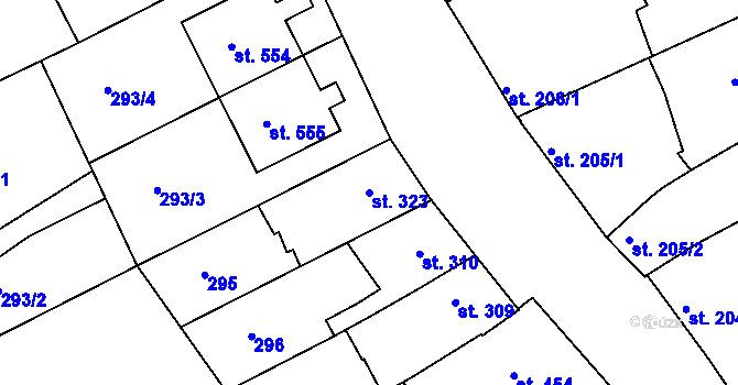 Parcela st. 323 v KÚ Smržice, Katastrální mapa