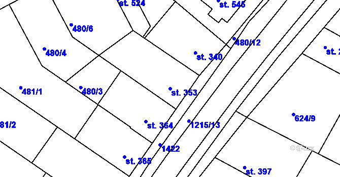 Parcela st. 353 v KÚ Smržice, Katastrální mapa