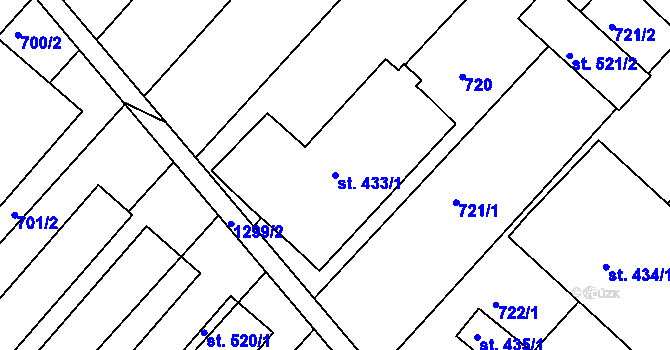 Parcela st. 433/1 v KÚ Smržice, Katastrální mapa