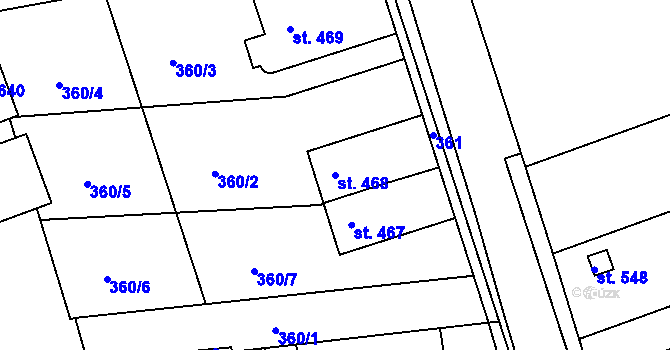 Parcela st. 468 v KÚ Smržice, Katastrální mapa