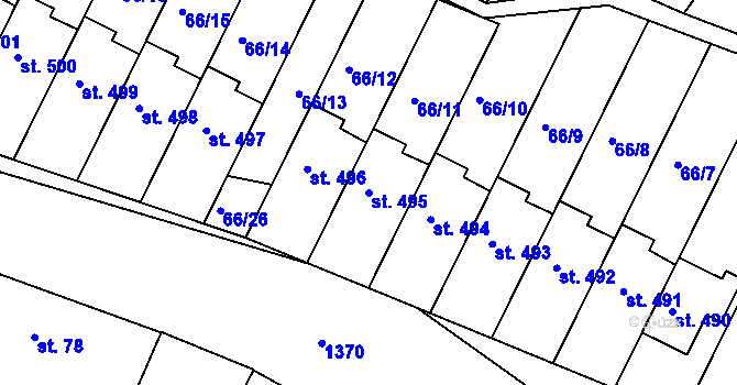 Parcela st. 495 v KÚ Smržice, Katastrální mapa