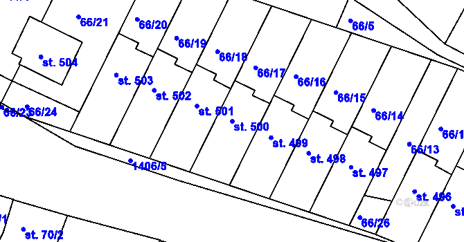 Parcela st. 500 v KÚ Smržice, Katastrální mapa