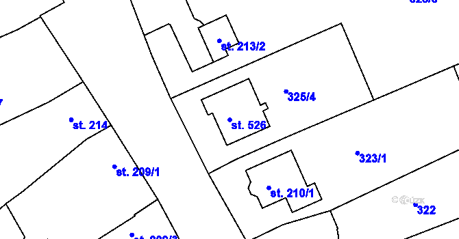 Parcela st. 526 v KÚ Smržice, Katastrální mapa