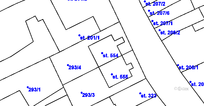 Parcela st. 554 v KÚ Smržice, Katastrální mapa