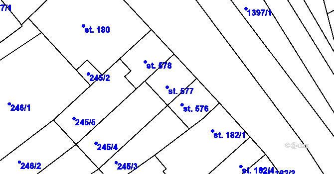 Parcela st. 577 v KÚ Smržice, Katastrální mapa