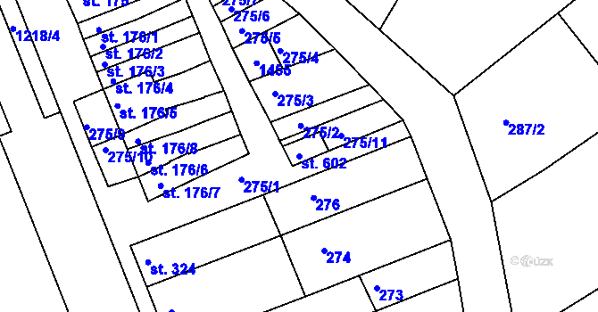 Parcela st. 602 v KÚ Smržice, Katastrální mapa