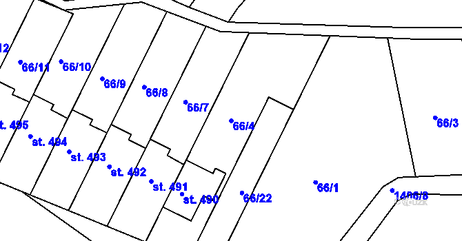 Parcela st. 66/4 v KÚ Smržice, Katastrální mapa