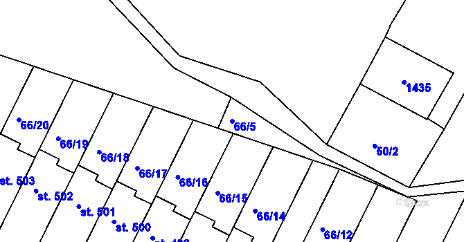 Parcela st. 66/5 v KÚ Smržice, Katastrální mapa