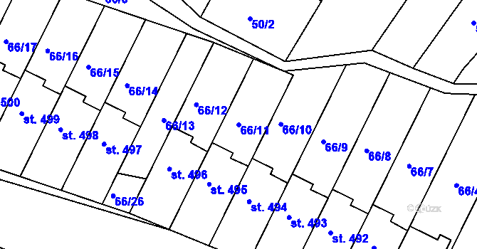 Parcela st. 66/11 v KÚ Smržice, Katastrální mapa