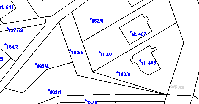 Parcela st. 163/7 v KÚ Smržice, Katastrální mapa