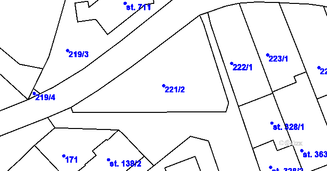 Parcela st. 221/2 v KÚ Smržice, Katastrální mapa