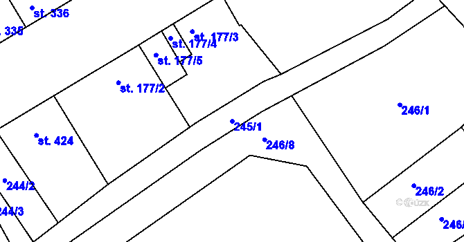 Parcela st. 245/1 v KÚ Smržice, Katastrální mapa