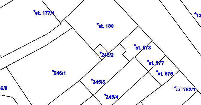 Parcela st. 245/2 v KÚ Smržice, Katastrální mapa