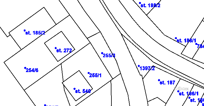 Parcela st. 255/3 v KÚ Smržice, Katastrální mapa