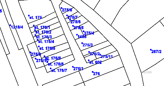 Parcela st. 275/3 v KÚ Smržice, Katastrální mapa