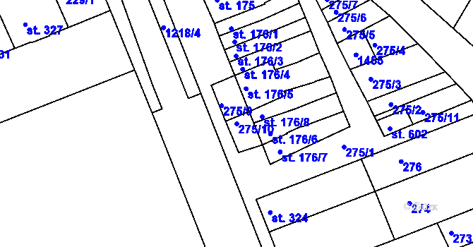 Parcela st. 275/10 v KÚ Smržice, Katastrální mapa