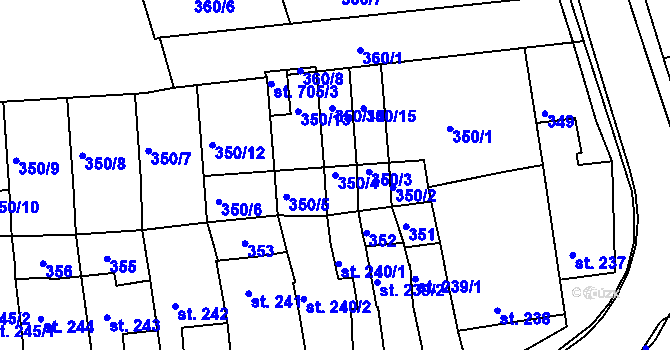 Parcela st. 350/4 v KÚ Smržice, Katastrální mapa