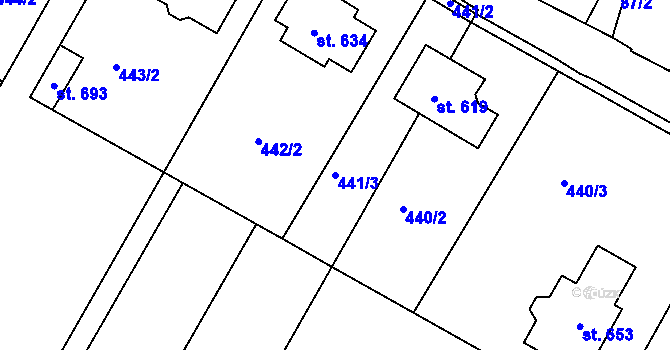 Parcela st. 441/3 v KÚ Smržice, Katastrální mapa