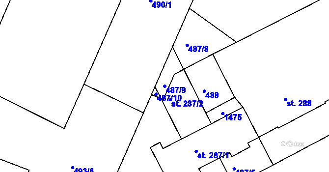 Parcela st. 487/9 v KÚ Smržice, Katastrální mapa