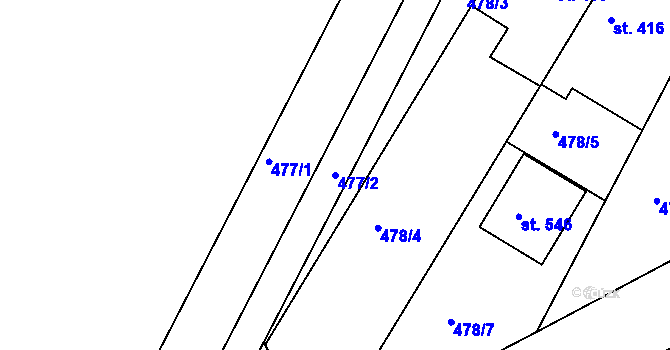 Parcela st. 477/2 v KÚ Smržice, Katastrální mapa