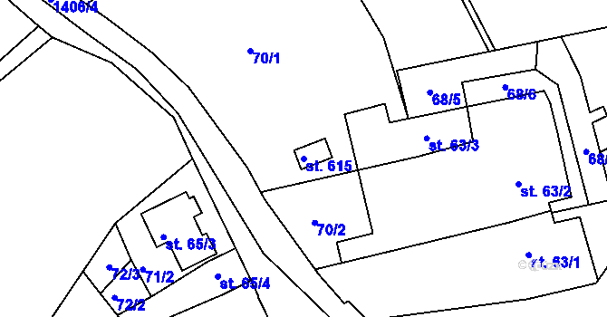 Parcela st. 615 v KÚ Smržice, Katastrální mapa