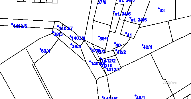 Parcela st. 39/2 v KÚ Smržice, Katastrální mapa