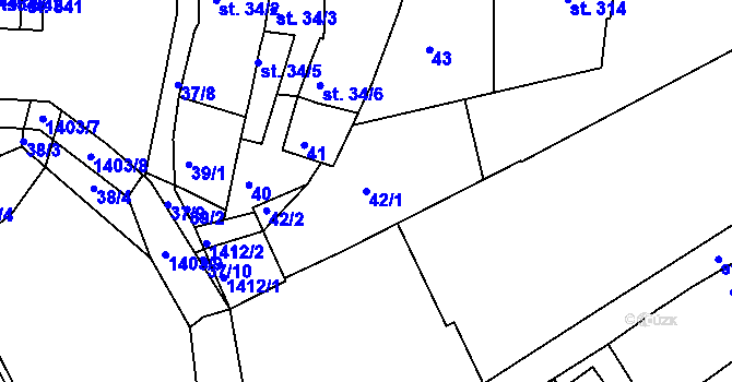 Parcela st. 42/1 v KÚ Smržice, Katastrální mapa