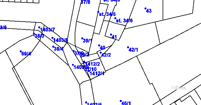 Parcela st. 42/2 v KÚ Smržice, Katastrální mapa
