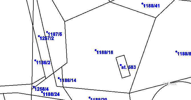Parcela st. 1188/18 v KÚ Smržice, Katastrální mapa