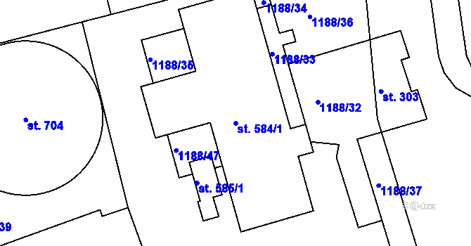 Parcela st. 584/1 v KÚ Smržice, Katastrální mapa