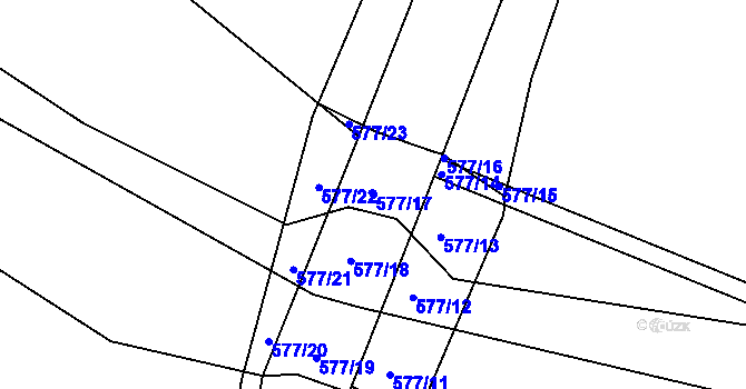 Parcela st. 577/17 v KÚ Smržice, Katastrální mapa
