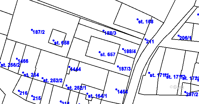 Parcela st. 657 v KÚ Smržice, Katastrální mapa