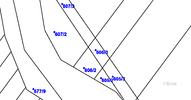 Parcela st. 606/3 v KÚ Smržice, Katastrální mapa