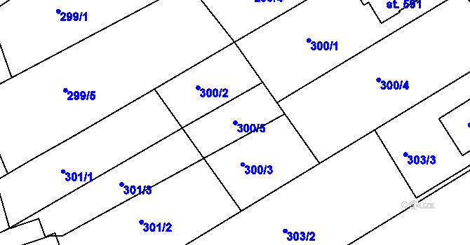 Parcela st. 300/5 v KÚ Smržice, Katastrální mapa
