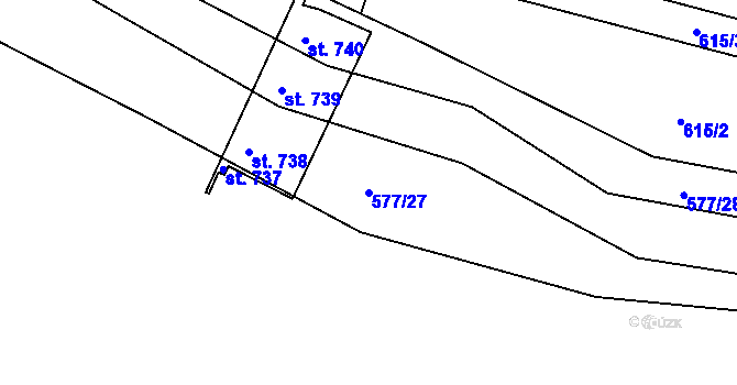 Parcela st. 577/27 v KÚ Smržice, Katastrální mapa