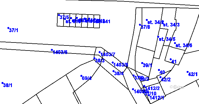 Parcela st. 1403/7 v KÚ Smržice, Katastrální mapa