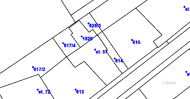 Parcela st. 57 v KÚ Hubíles, Katastrální mapa
