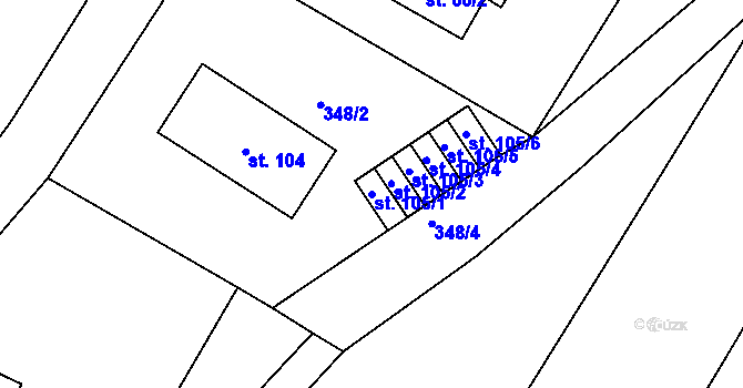 Parcela st. 105/1 v KÚ Smržov u Smiřic, Katastrální mapa
