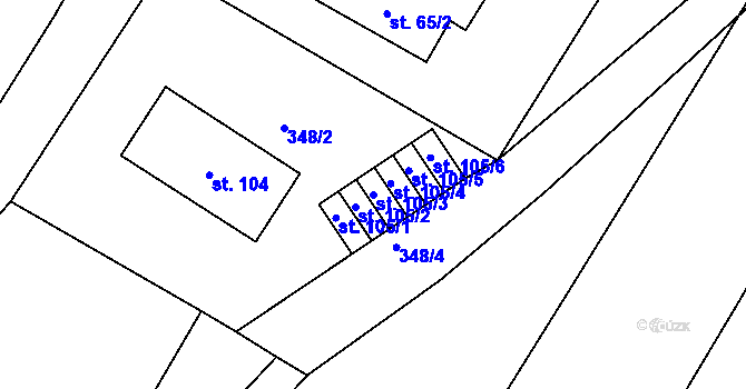 Parcela st. 105/3 v KÚ Smržov u Smiřic, Katastrální mapa