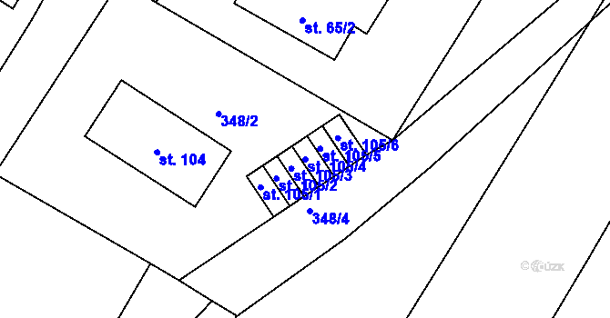 Parcela st. 105/4 v KÚ Smržov u Smiřic, Katastrální mapa