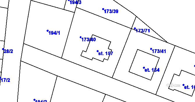 Parcela st. 157 v KÚ Smržov u Smiřic, Katastrální mapa