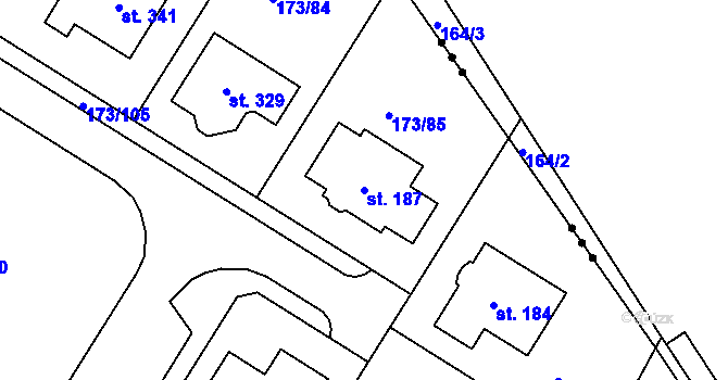 Parcela st. 187 v KÚ Smržov u Smiřic, Katastrální mapa