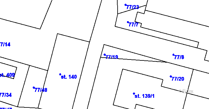 Parcela st. 77/19 v KÚ Smržov u Smiřic, Katastrální mapa